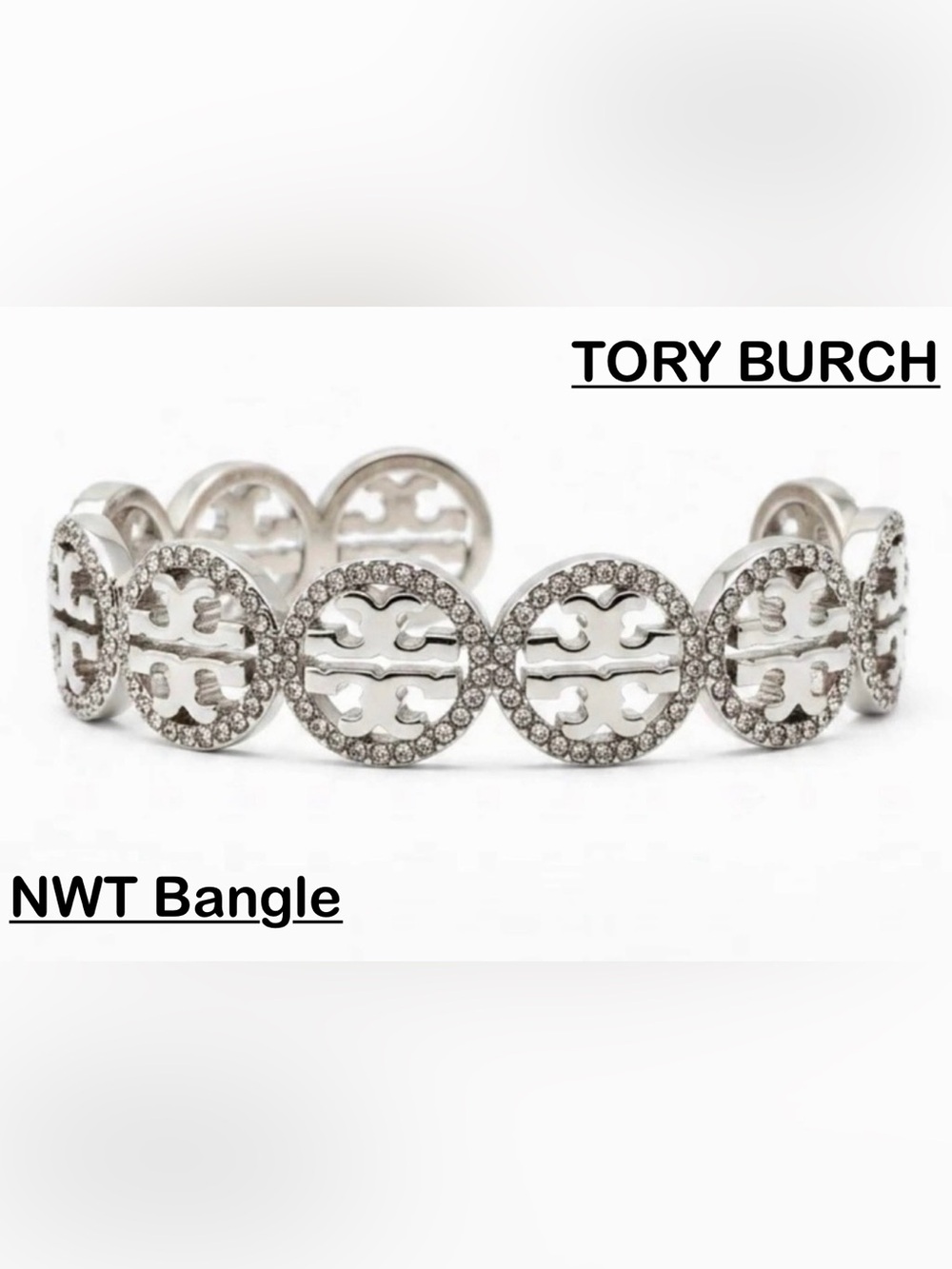 NWT Tory Burch Miller Pavé Crystal Logo Bangle
Bracelet Silver